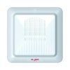 A white square sounder with a white background, symbolizing the MGC FH-400-LF Low Frequency Sounder designed for effective emergency alarms